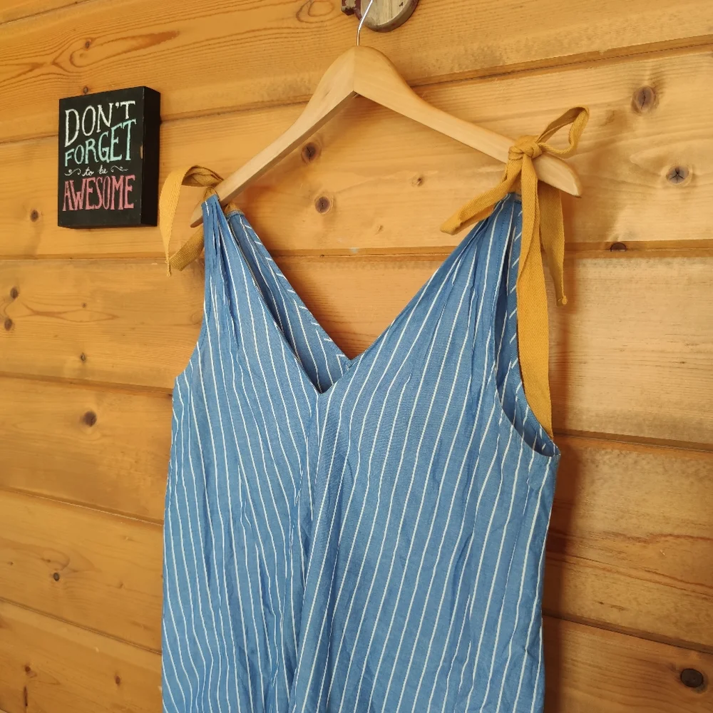 Matilda Jane 💜 Sandy Seashell Cover Up‎ Dress Stripes Pockets Beach Swim Small